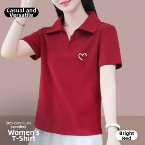 TUCANO | Simple and Versatile Short Sleeve T-Shirt Slimming Love Print Collar Womens