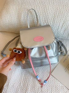 Retro Cute Color Block Student Backpack Handheld Shoulder Bag Commuter Bookbag for Young Women Soft Polyester Inner Lining