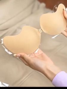 Invisible Strapless Adhesive Stick Bra Mango Shape Silicone Chest Stickers Silicone Self-Adhesive Bra Pads Push Up Bra for Women Backless Strapless Bra Womens Breathable Waterproof Silicone Nipple Stickers