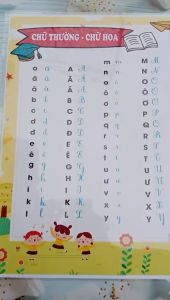 Bảng chữ hoa chữ thường kích thước a3 ép plastic bền đẹp.