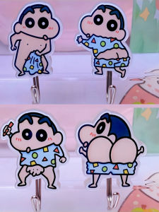 4-Piece Cute Three-Dimensional Cartoon Bathroom Living Room Pajamas Crayon Xiaoxin Decoration No-Punch Sticky Hook Dormitory Hook