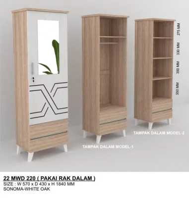 Lemari Pakaian Baju Minimalis 2 Fungsi Hambalan & Gantung - 22 MWD 220