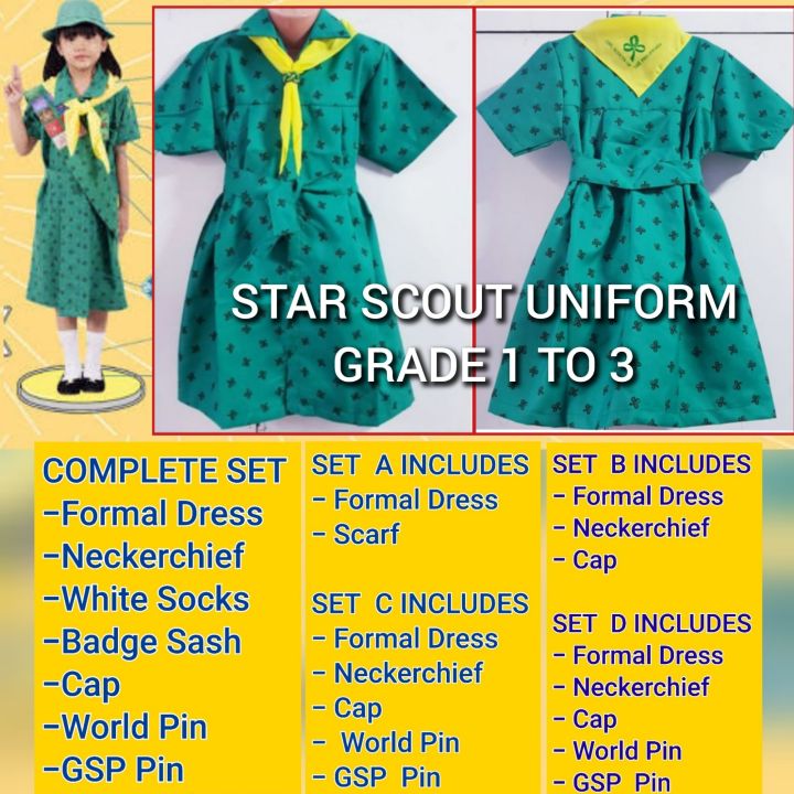 STAR SCOUT UNIFORM SET/GRADE 1 TO 3/GIRL SCOUT/TYPE A/FORMAL DRESS SET