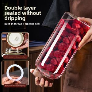 MONLEYTA | High End Glass Bottle For Soaking And Storing Wine With Tap Sealable Container For White And Medicinal Wine cylindrical shape