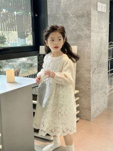 Princess Style Floral Print Girls Dress Baby Girls Long Sleeve Spring Autumn Season Polyester Fabric Elegant Princess Dress