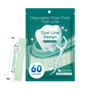 Portable Dental Floss Stick High Tension Smooth Disposable Toothpick Double Line Dental Floss Oral Hygiene Dental Cleaning Tools