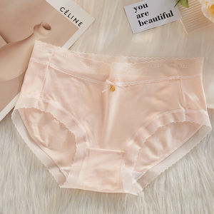 Modal Young Adult Underwear Womens Mulberry Silk Antibacterial Crotch Traceless Mid Waist Lace Comfortable Breathable Womens Briefs