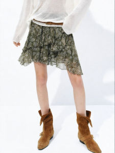 MO&Co. | Paisley Print Lightweight Ruffled Short Skirt