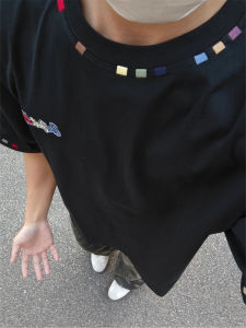OUMULONG | Rainbow Embroidery Cleanfit Summer T-shirt