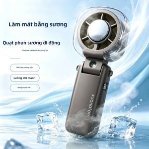 Quạt Cầm Tay Mini Làm Mát Bằng Hơi Nước Tốc Độ Cao Gấp Gọn Tích Hợp Bán Dẫn Dùng Cho Văn Phòng