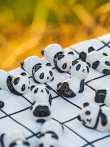 Zakka Ceramic Panda Fork Holder Crafts Black White Panda Desktop Decoration Gifts for Friends Living Room Creative Handmade