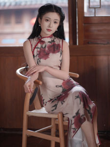 New Chinese Style Sleeveless Improved Cheongsam Vintage Shanghai Republic Era Floral Print Dress for Young Women Spring Summer New Arrival