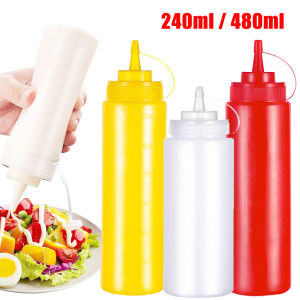 480ml Food Grade Squeeze Bottles Condiment Dispenser Ketchup Mustard Mayo Hot Salad Sauce Olive Oil Bottles Kitchen Gadget