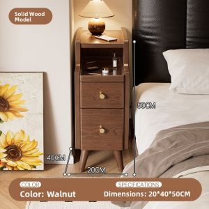 Narrow Wooden Nightstand Bedroom Small Storage Side Cabinet White Simple Home Use Furniture Multifunctional Bedside Table