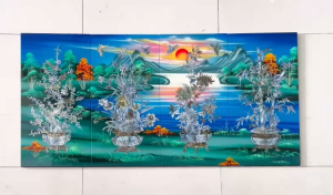 Bộ Tranh sơn mài Thanh Bình Lê 4 tấm - Mai Lan Cúc Trúc cẩn ốc nổi size 60x120 cm / Sang trọng- Nghệ Thuật