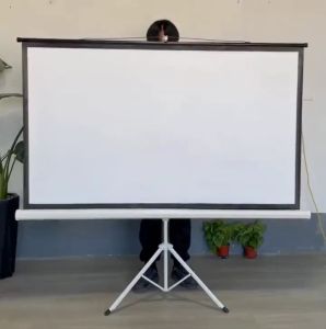 จอโปรเจคเตอร์ 100 นิ้ว 16:9 พร้อม ขาตั้ง 3 ขา จอแขวนมือดึง จอ โปรเจคเตอร์ จอรับภาพโปรเจคเตอร์ พกพา ภาพสด คมชัด จอรับภาพ แบบตั้งพื้น Tripod Projector Screen 100 Inches 4K