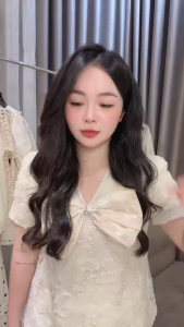 MK_Set váy babydoll đồ nữ đi tiệc set tiểu thư Voan Hoa áo babydoll đính nơ to kèm chân váy xoè ngắn