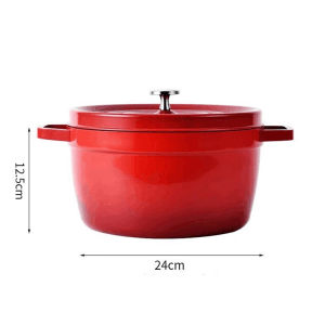 9.5Inch Non-stick Enamel Soup Pot Cast Iron Stew Pan with Lid Household Gas Stove Induction Cooker Cooking Pot Kitchen Cookware
