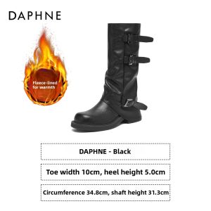 Daphne | New Winter Thick Sole Wrinkle Mid-length Riding Boots