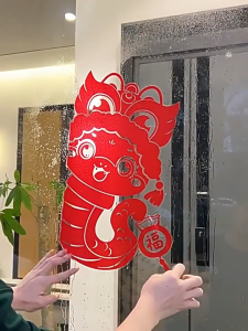 10pcs/Pack 3D Double-sided CNY Door Window Stickers meet water can stick Blessing Hollow Design cny decoration 2026
