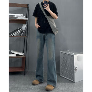 Cleanfit High Waist Mens Jeans Extended Length Tall Size American Retro Micro Flared Pants Cotton Stretch Denim Youth Trend