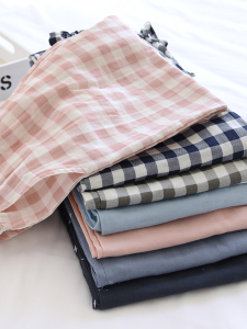 Mid-Waist Cotton Linen Blend Couple Sleepwear Pants Pure Cotton Thin Section Printed Design Casual Home Use for Men and Women