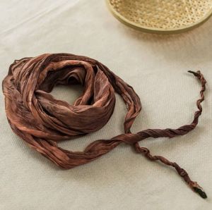 Summer Folded Dyed Hemp Scarf Shoulder Wrap Artistic Versatile Air Conditioner Neck Protection Lightweight Breathable Triangle Silk Scarf