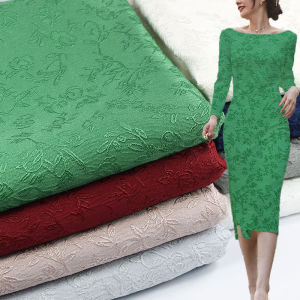 New 3D Relief Embroidery Dark Pattern Fabric Slightly Elastic Cheongsam Dress Tea Costume Top Designer Fabric Home Sponge Pad