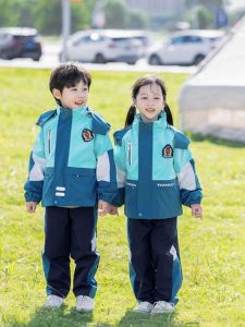 ชุดกีฬาฤดูใบไม้ร่วง/ฤดูหนาวสไตล์อังกฤษ ชุดนักเรียนประถมศึกษา เสื้อกันฝน 3 ชิ้น ชุดนักเรียนอนุบาล