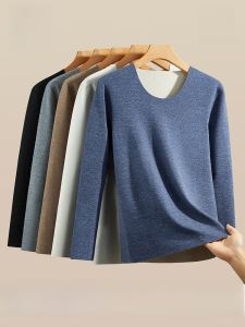 MiiOW | Mens Thermal Underwear Set Warm Base Layer Shirt Long Pants Polyester Fiber Long Sleeve Round Neck Solid Color Winter Clothes