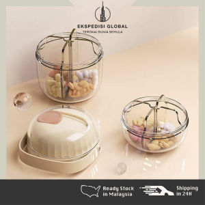 4 Compartments Revolving Pill Box Big Capacity Portable Medicine Container Pill Storage Medicine Pill Box Organizer Case