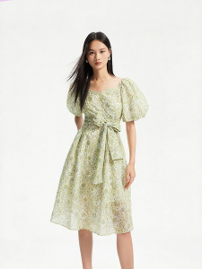 Vero Moda | Đầm Trà In Hoa Mùa Hè Tay Bồng