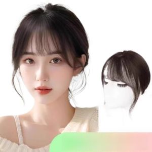 Womens Hairline Wig Piece Natural Forehead Simulation Covering White Hair 3D French Style Fake Bangs Fluffy Covering