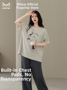 MiiOW | Cotton Padded Bra Shortsleeve Longpants Palazzo Pants Home Suit