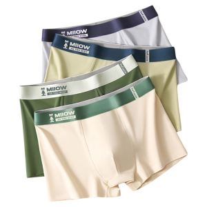 Miiow | Pure Cotton Teenage Boys Underwear Breathable Four Flat Angle Shorts Development Period Boys Big Fat Children Sport Style Briefs