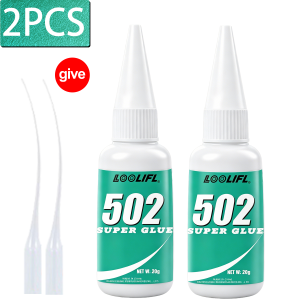LOOLIFL | LOOLIFL 20G 502 Super Glue Instant Strong Adhesive Fast Drying Universal Bond For Metal Plastic Wood Ceramic Glass Shoe Repair