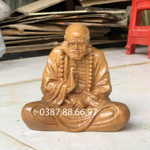 Tượng đạt ma sư tổ ngồi thiền cao 15cm gỗ bách xanh cực đẹp
