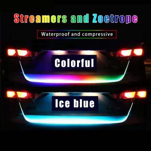 Car Rear Trunk Tail Light Dynamic Streamer Reverse Warning LED RGB Strip Auto Additional Break Trun Signal Lamp 12V 1.2M 1.5M