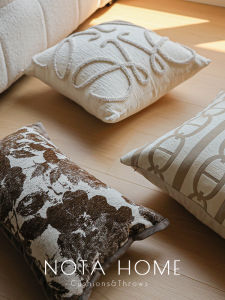 ปลอกหมอนทรงสี่เหลี่ยมสีน้ำตาลสไตล์นอร์ดิก นุ่ม ชิ้น ตกแต่งภายในรถยนต์ ห้องตัวอย่าง ให้ความรู้สึกหรูหรา ปลอกหมอนถอดซักได้