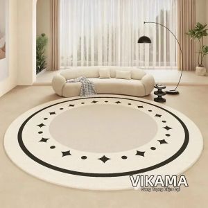 Thảm Tròn Phong Cách Cổ Điển Cao Cấp VIKAMA Chất Liệu Nhung Pha Lê Hiện Đại Dùng Cho Phòng Khách Phòng Làm Việc Ghế Xoay Đệm Sàn.
