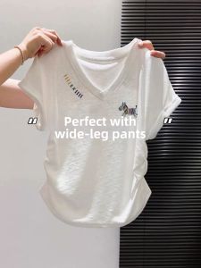 V.C.I | High Quality Cotton V-Neck Front Shoulder Waist-Fit Summer Top