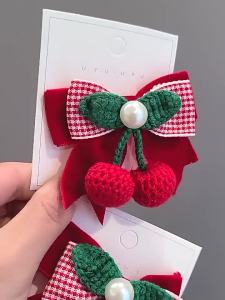 1PCS New Cherry Bow Kids Hairpins Children Headwear Cute Baby Hair Clips Headdress Girls Hair Accessories Elastic Hair Bands