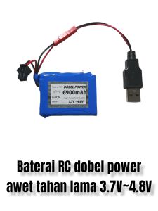 Termurah!..Baterai mobil remot control RC dobel power 3.7V~4.8Volt 6900mAh + USB charger  awet tahan lama 2P