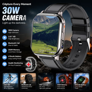 30W Camera Mew Smartwatch P60 Max 2.01-inch HD Screen for HD Photography 100+ Sports Mode LED Flashlight Bluetooth Calling Watch