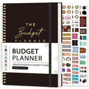 A5 Budget Planner Book with 3 Sheets Stickers Undated Monthly Finance Organizer Budget Journal for Money Management Cash Flow