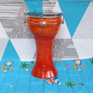 tumbuk murah Atau Darbuka Kayu 6 inch motif ukir warna dasar hijau putih warna motif merah hitam