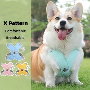 [Stock Ready] Small Medium pet puppy chest adjustable X pattern harness reflective walking leash vest anjing kucing狗狗牵引绳 宠物胸背带 猫