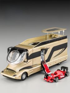 Luxury Large Travel RV Model Open-Top Camping Truck Bus Toy Car Children Boys Metal Toy Inertia Driven Off-Road Vehicle