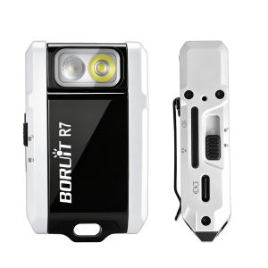 Boruit | BORUiT R7 Mini LED EDC Flashlight Keychain Light 800LM Type-C Rechargeable RGB Torch Magnetic Work Light Pocket Camping Lantern