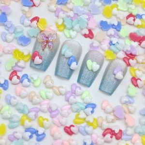 อุปกรณ์ตกแต่งเล็บลายมาการองสีสันสดใส รูปหัวใจสีพีชเล็กน่ารัก ชิ้นส่วนตกแต่งเล็บเรซิ่นสีลูกกวาด สำหรับตกแต่งเล็บ DIY